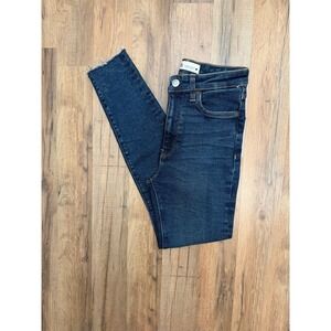Zara Women Skinny‎ Jeans Size 4 Blue High Rise Frayed Hem Stretch Denim Pants